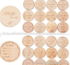 Wooden Baby and Pregnancy Announcement Hand-Crafted Circles Baby Monthly Milestone Cards and Baby Shower Gifts