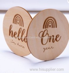 Wooden Baby and Pregnancy Announcement Hand-Crafted Circles Baby Monthly Milestone Cards and Baby Shower Gifts