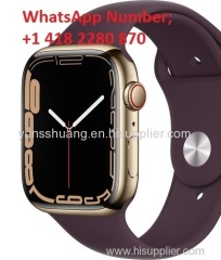 Apple Watch Series 7 (GPS + Cellular 45mm Gold Stainless Steel Dark Cherry Sport Band)