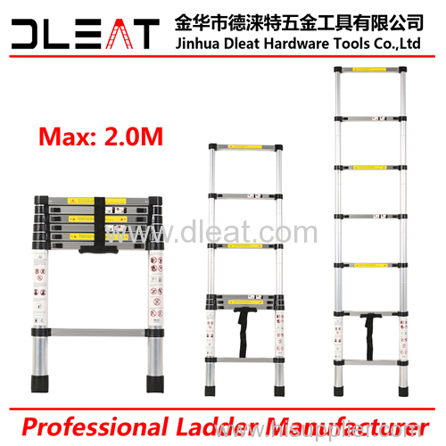 Dleat 2.0m Aluminum Single Telescopic Ladder With EN131