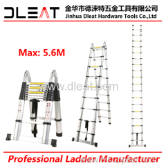 Dleat 2.5m+2.5m Aluminum Double Telescopic Ladder With EN131