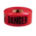 3"x200 feetx4mil Red Danger Tape (Red Background with Black "Danger" Printing) PE Non-Adhesive