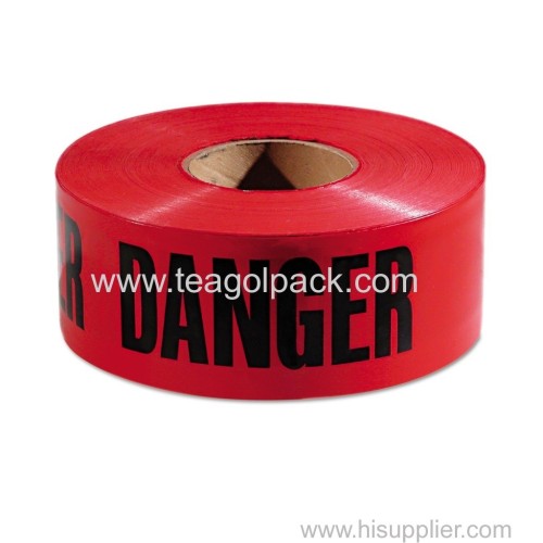 3"x200 feetx4mil Red Danger Tape (Red Background with Black "Danger" Printing) PE Non-Adhesive