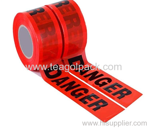 3"x300 feetx2mil (7.62cmx91.4Mx2Mil) Red Danger Tape (Red Background with Black "Danger" Printing) PE Non-Adhesive