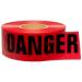 3"x300 feetx2mil (7.62cmx91.4Mx2Mil) Red Danger Tape (Red Background with Black "Danger" Printing) PE Non-Adhesive