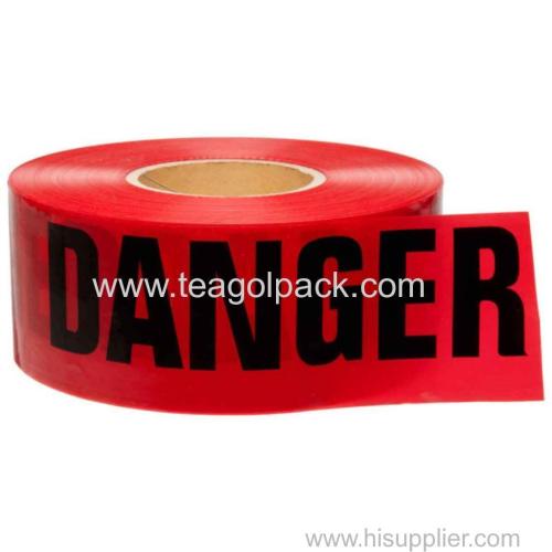 3"x300feetx2mil (7.62cmx91.4Mx2Mil) Red Danger Tape (Red Background with Black "Danger" Printing) PE Non-Adhesive