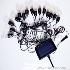 E27/E26 RGB Edison 15 Bulb Remote Dimmable 48FT Outdoor Waterproof Christmas Patio Decoration S14 LED Solar String