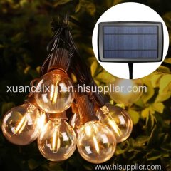 25FT/25L G40 PC or glass bulbs Energy Saving Led Solar String Garden patio LightS for Outdoor Holiday Party Decoration