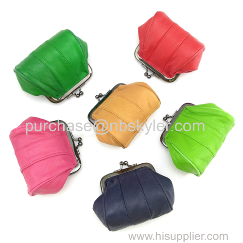 Original Mini Coin Purses Money Clip Fashion Women Key Small Wallets Metal Hasp Genuine Leather Sheepskin Change Bag