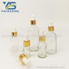 clear transparent essential oil empty glass bottles with gold aluminum dropper