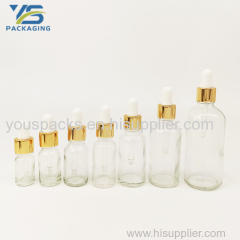 clear transparent essential oil empty glass bottles with gold aluminum dropper