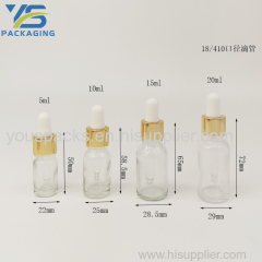 clear transparent essential oil empty glass bottles with gold aluminum dropper