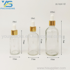 clear transparent essential oil empty glass bottles with gold aluminum dropper