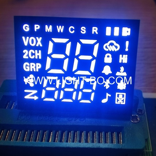 Módulo de display led personalizado ultra branco de 7 segmentos cátodo comum para rádio bidirecional portátil