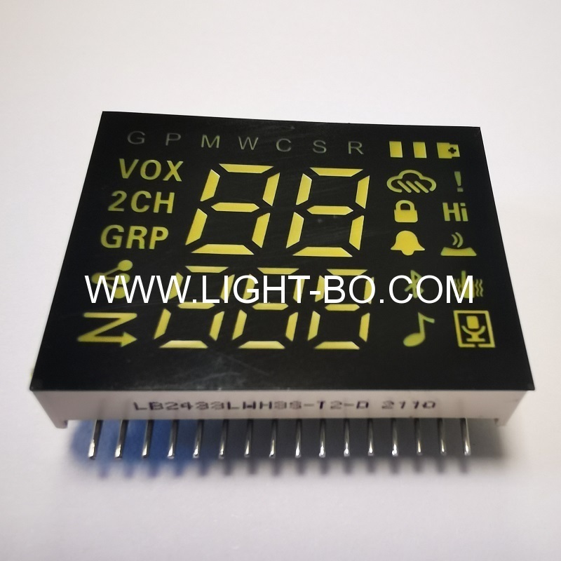 Ultraweißes kundenspezifisches 7-Segment-LED-Anzeigemodul mit gemeinsamer Kathode für tragbares Funkgerät