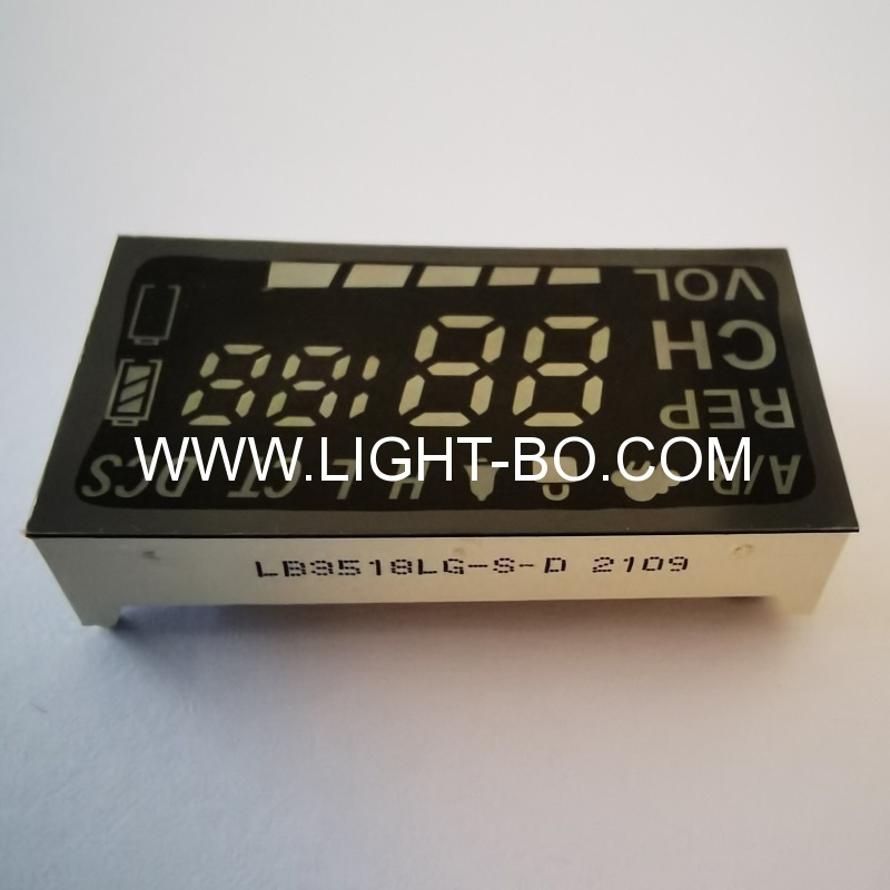 Reingrünes kundenspezifisches 7-Segment-LED-Anzeigemodul mit gemeinsamer Kathode für tragbares Funkgerät
