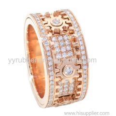 Rose Gold Ring Mechanical Gear Diamond Ring Decompression Ring for Man and Ladies Ring Gear Ring Rotatable Ring Personal