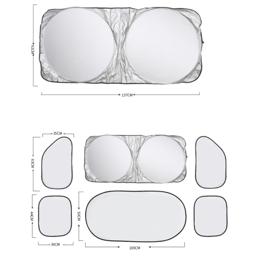 Silver-coated 6-piece Car sunshade