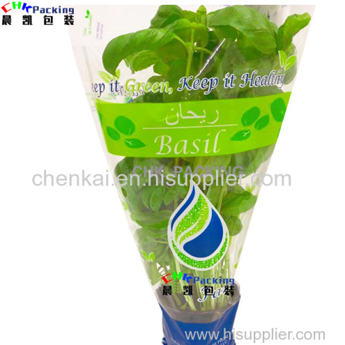 PLA OPP Basil Micro-Perforated Sleeves Transparent Vegetable Lettuce Bags Airhole Plastic Perforated Sleeves for Herbs