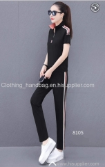 Monisa leisure sports suit female summer Korean version 2022 women's slim trousers sportswear summer short sleeve