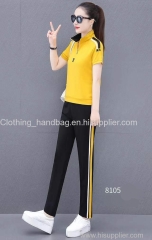 Monisa leisure sports suit female summer Korean version 2022 women's slim trousers sportswear summer short sleeve