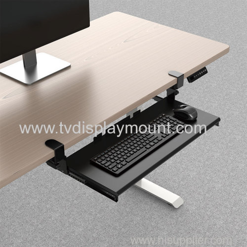 Keyboard Tray Under Desk with C Clamp-Large Size Steady Slide Keyboard Stand No Screw into Desk Perfect for Home or O