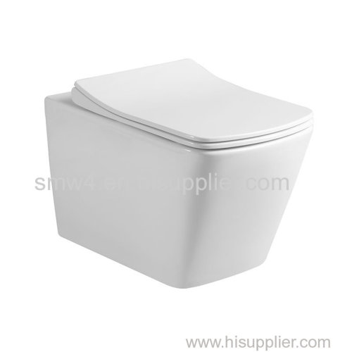 Smoow modern square washdown rimless P-trap wall mounted toilet for home bathroom