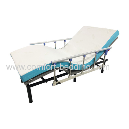 Konfurt Hospital Bed Head and Foot Arcticuation with handrails and bed skirts in Hybrid memory foam mattress