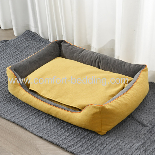 Konfurt Stylish Gray Yellow Comfortable Shredded Memory Foam Pet Bed For Dogs & Puppies