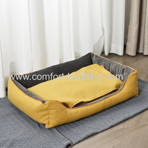Konfurt Stylish Gray Yellow Comfortable Shredded Memory Foam Pet Bed For Dogs & Puppies