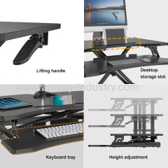 Standing Desk with Height Adjustable 32 inches Stand Up Black Desk Converter Ergonomic Tabletop Workstation Riser B