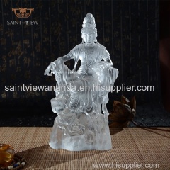 Factory Wholesale Chinese Traditional Medicine Buddha Seven Avatar Mandala Blue Liuli Glass Statues