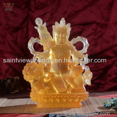 Factory Wholesale Chinese Traditional Medicine Buddha Seven Avatar Mandala Blue Liuli Glass Statues