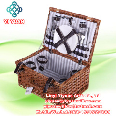 Wood Lid Wicker Picnic Basket Round Kids Picnic Basket Set Insulated Picnic Basket