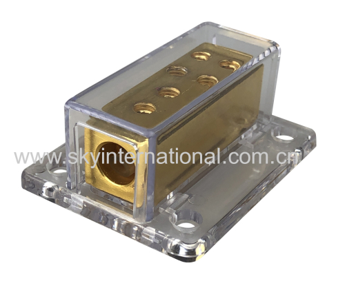 Power Distribution Block 2x4GA In 4x8GA Out Gold Plated