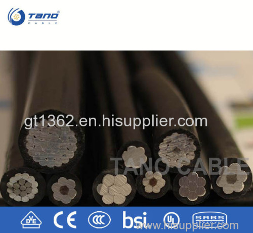 Color Black XLPE Insulated Aerial Bundled Cable CAAI Cable With Compacted Aluminum Conductor