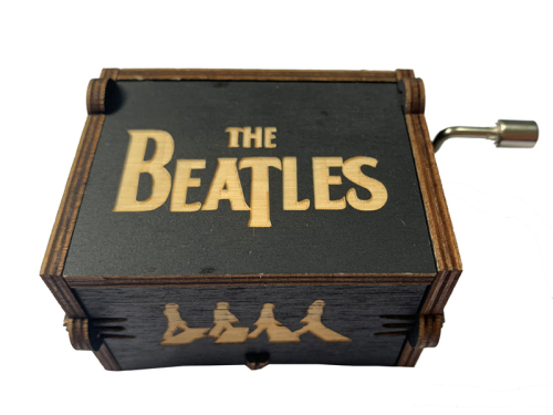 Beatles Melody Crank Carved Wooden Music Box Laser Engraving