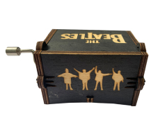 WOOD CRAVING HAND CRANK MUSIC BOX BEATLES