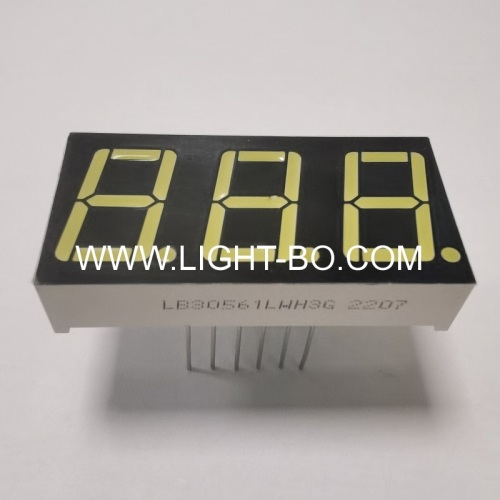 Long pins Triple digit 0.56 ultra white 7 segment led display common cathode for Instrument Panels
