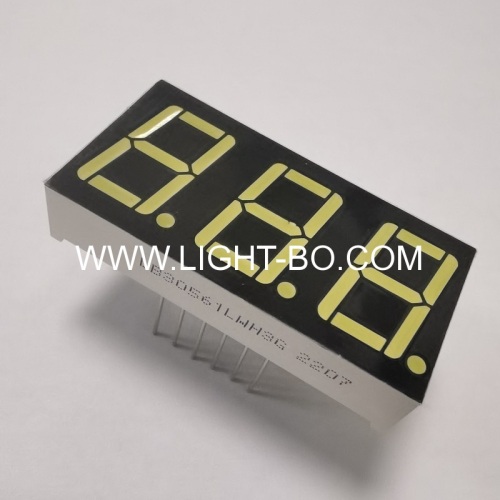 Long pins Triple digit 0.56 ultra white 7 segment led display common cathode for Instrument Panels