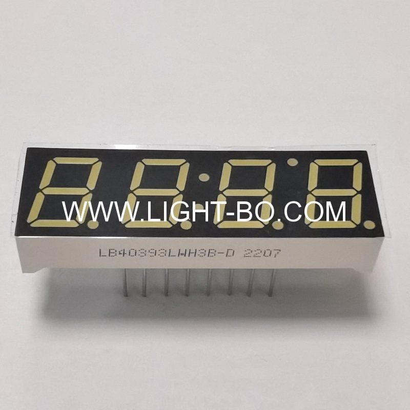 Affichage d'horloge à LED blanc ultra brillant de 0,39 pouces à 4 chiffres à cathode commune pour appareils électroménagers