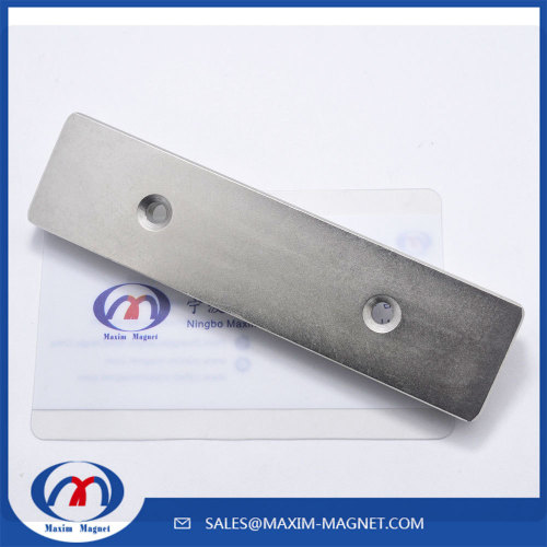 Long rectangular Neodymium bar Magnets with countersink and straight holes