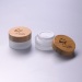 Frosted glass jar/bottle with bamboo cap/pump/sprayer/disc cap