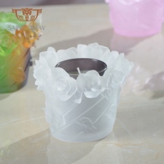 Crystal Glass Rose Flower Votive Tealight Candle Holder For Baby Shower Giveaways