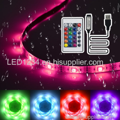 DC 5V USB 2M 60LED IP65 Waterproof 5050 SMD RGB Light Strip Set LED strip kit with 24key remote controller