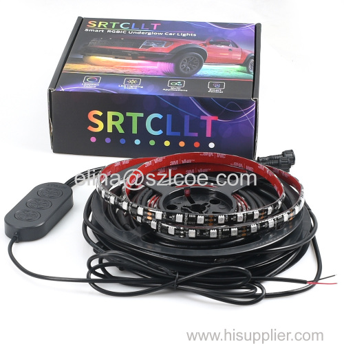 2PCS 1.2M 2PCS 0.9M RGBIC Color LED Car Tube Underglow Body Lights Kit APP Control Waterproof LED Strip Lamps