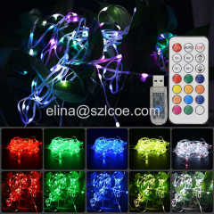 DC5V WS2812B led copper wire string lights 50 leds USB control pixel RGB string light outdoor decoration