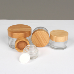 Glass bottles and jars with bamboo lid