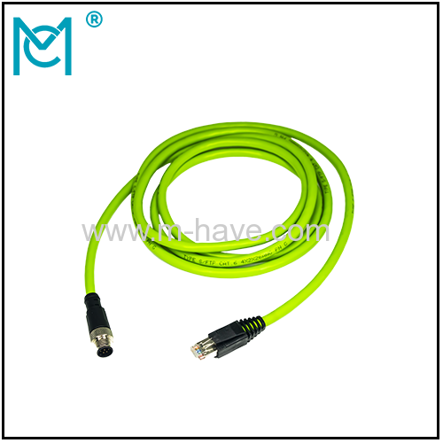 M12 A-Coded Male to RJ45 Male 8-Pin Cable Assemblies