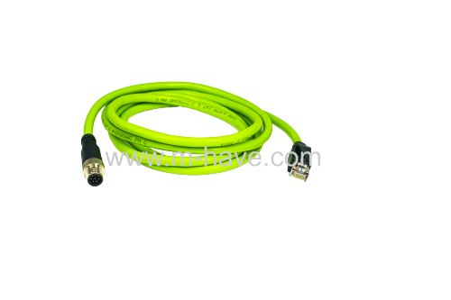 M12 A-Coded Male to RJ45 Male 8-Pin Cable Assemblies